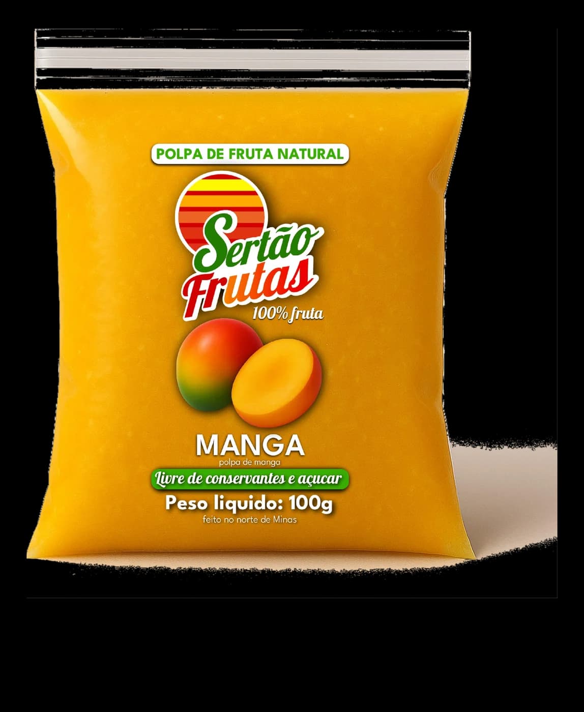 Embalagem de polpa de Manga Sertão Frutas